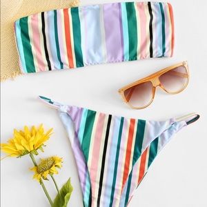 Striped bandeau bikini
